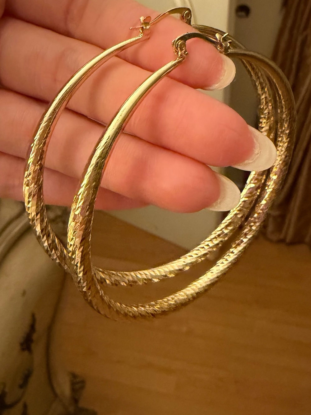 Classic Gold-Tone Textured Hoop Earrings - Women Jewelry